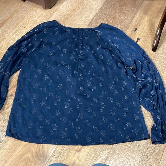 Michael stars blue floral blouse with split neck-M - Picture 8 of 8